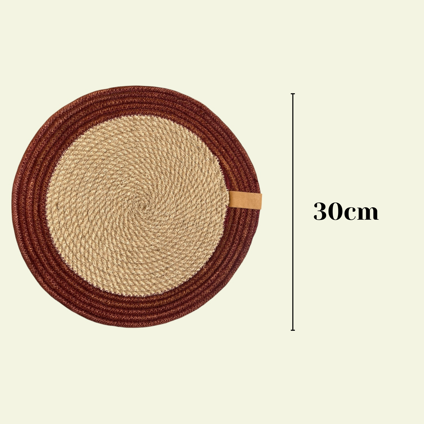 Set of 6 Red & beige table mats with runner